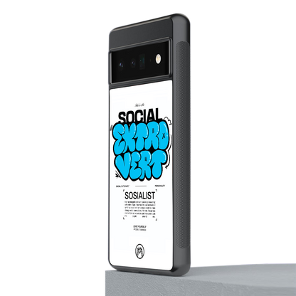 social extrovert back phone cover | glass case for google pixel 6 pro