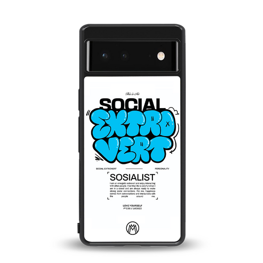 social extrovert back phone cover | glass case for Google Pixel 6A