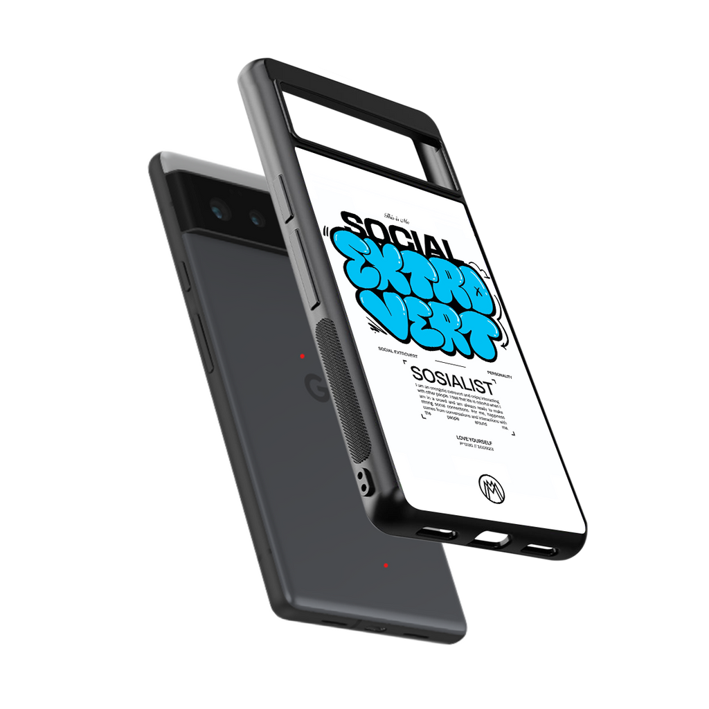 social extrovert back phone cover | glass case for Google Pixel 6A