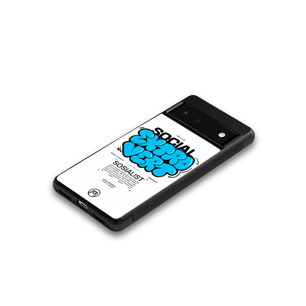 social extrovert back phone cover | glass case for google pixel 6