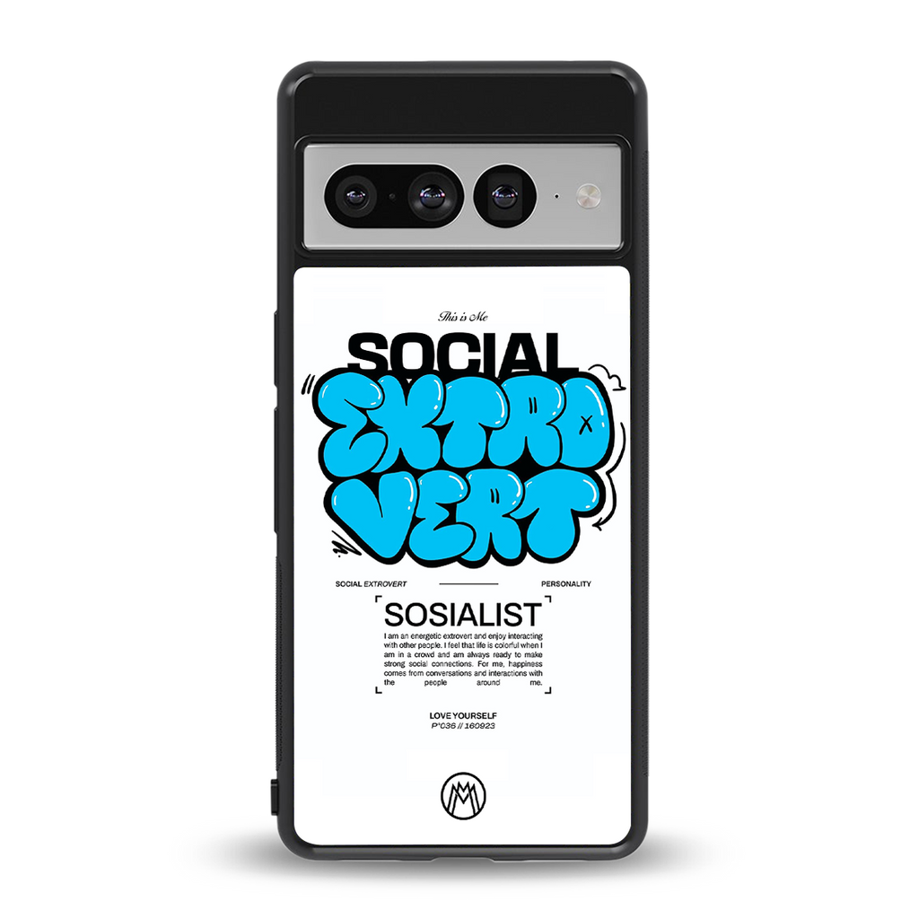 social extrovert back phone cover | glass case for google pixel 7 pro