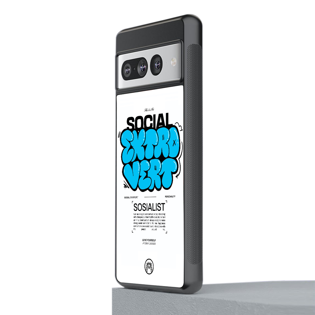 social extrovert back phone cover | glass case for google pixel 7 pro