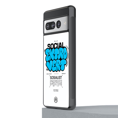 social extrovert back phone cover | glass case for google pixel 7 pro