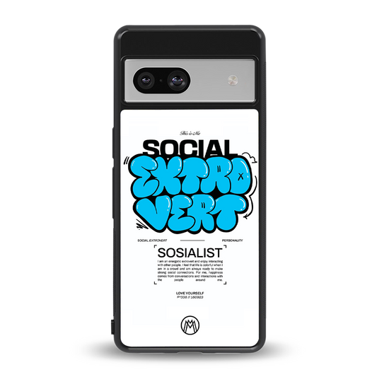 social extrovert back phone cover | glass case for Google Pixel 7A