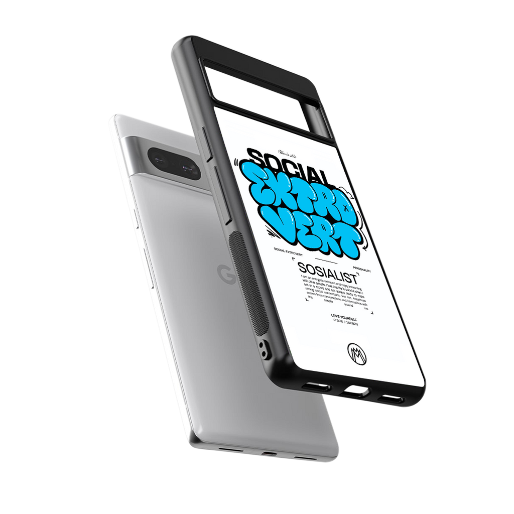 social extrovert back phone cover | glass case for Google Pixel 7