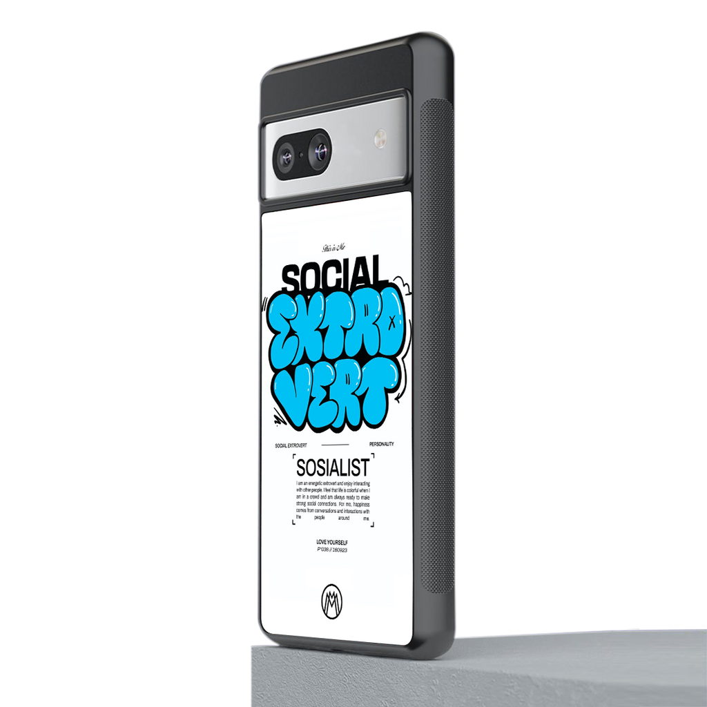 social extrovert back phone cover | glass case for Google Pixel 7
