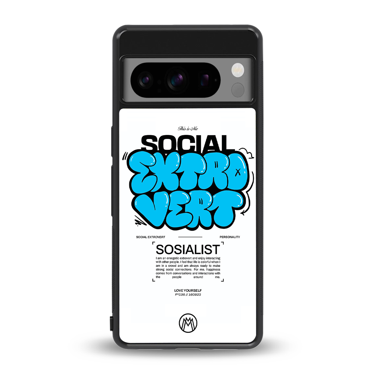 social extrovert back phone cover | glass case for google pixel 8 pro