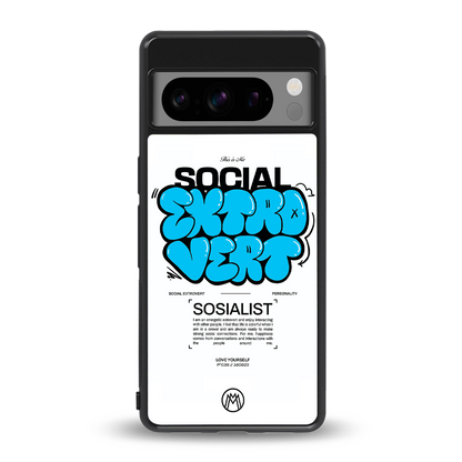 social extrovert back phone cover | glass case for google pixel 8 pro