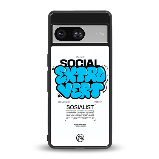 social extrovert back phone cover | glass case for Google Pixel 8