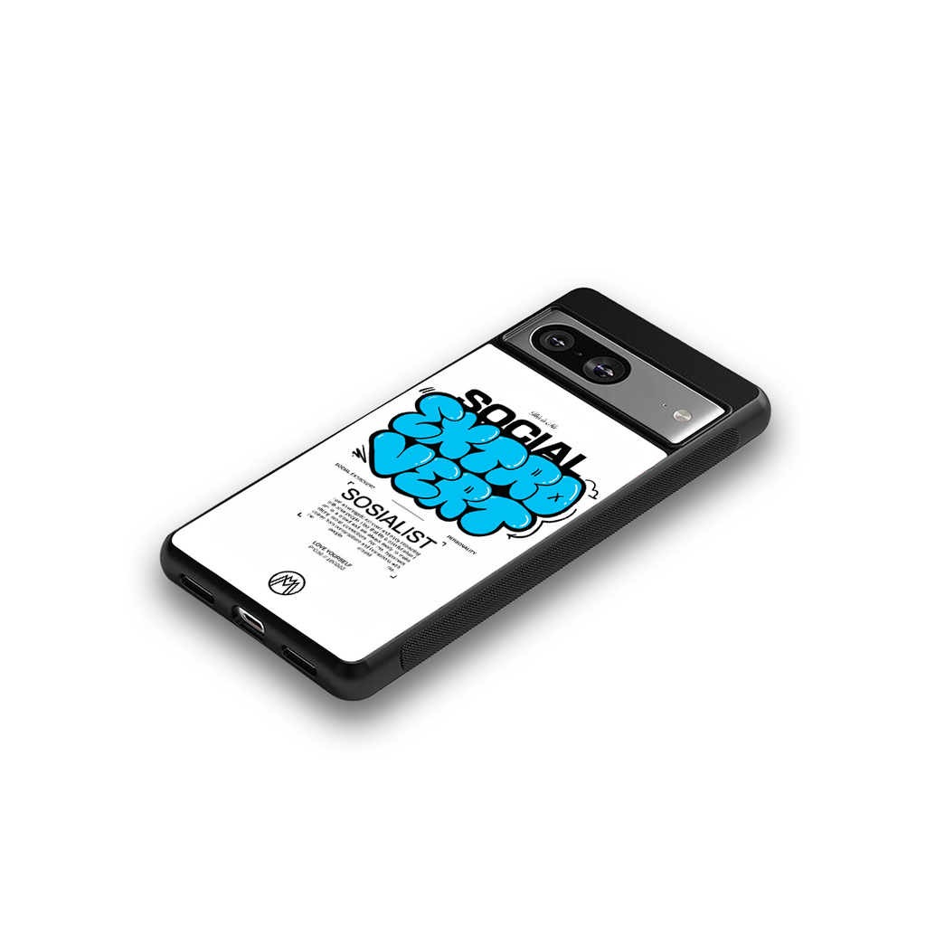 social extrovert back phone cover | glass case for Google Pixel 8