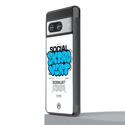 social extrovert back phone cover | glass case for Google Pixel 8