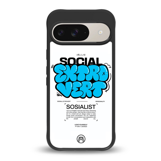 social extrovert back phone cover | glass case for google pixel 9