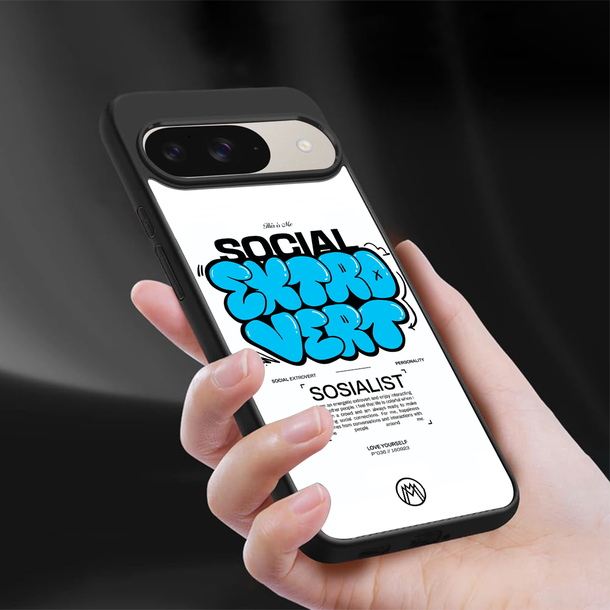 social extrovert back phone cover | glass case for google pixel 9