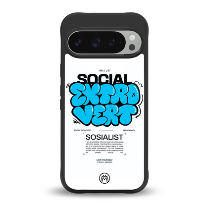social extrovert back phone cover | glass case for google pixel 9 pro xl