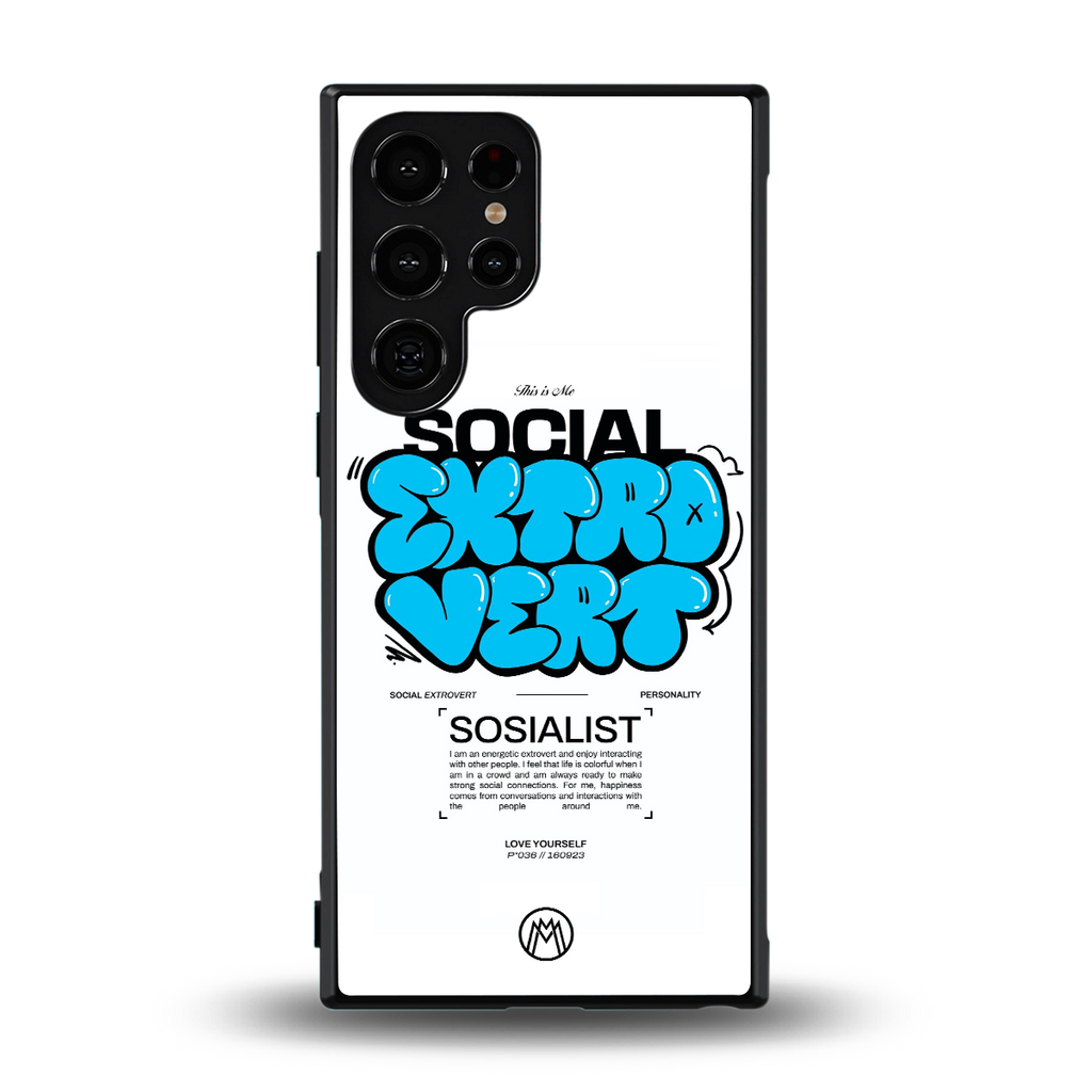 social extrovert back phone cover | glass case for samsung galaxy s23 ultra