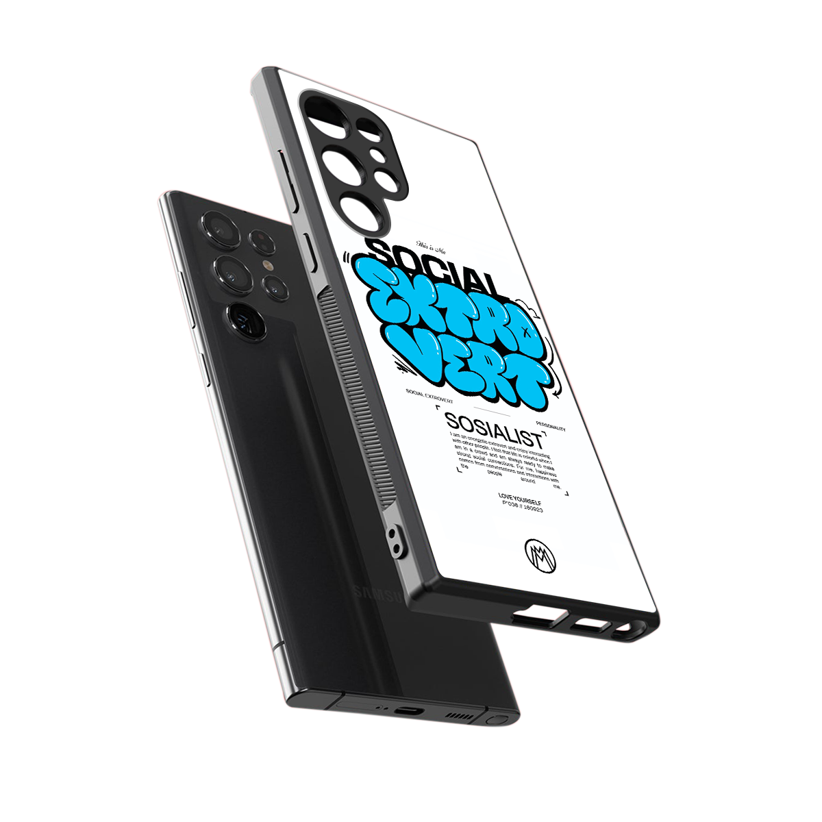 social extrovert back phone cover | glass case for samsung galaxy s23 ultra