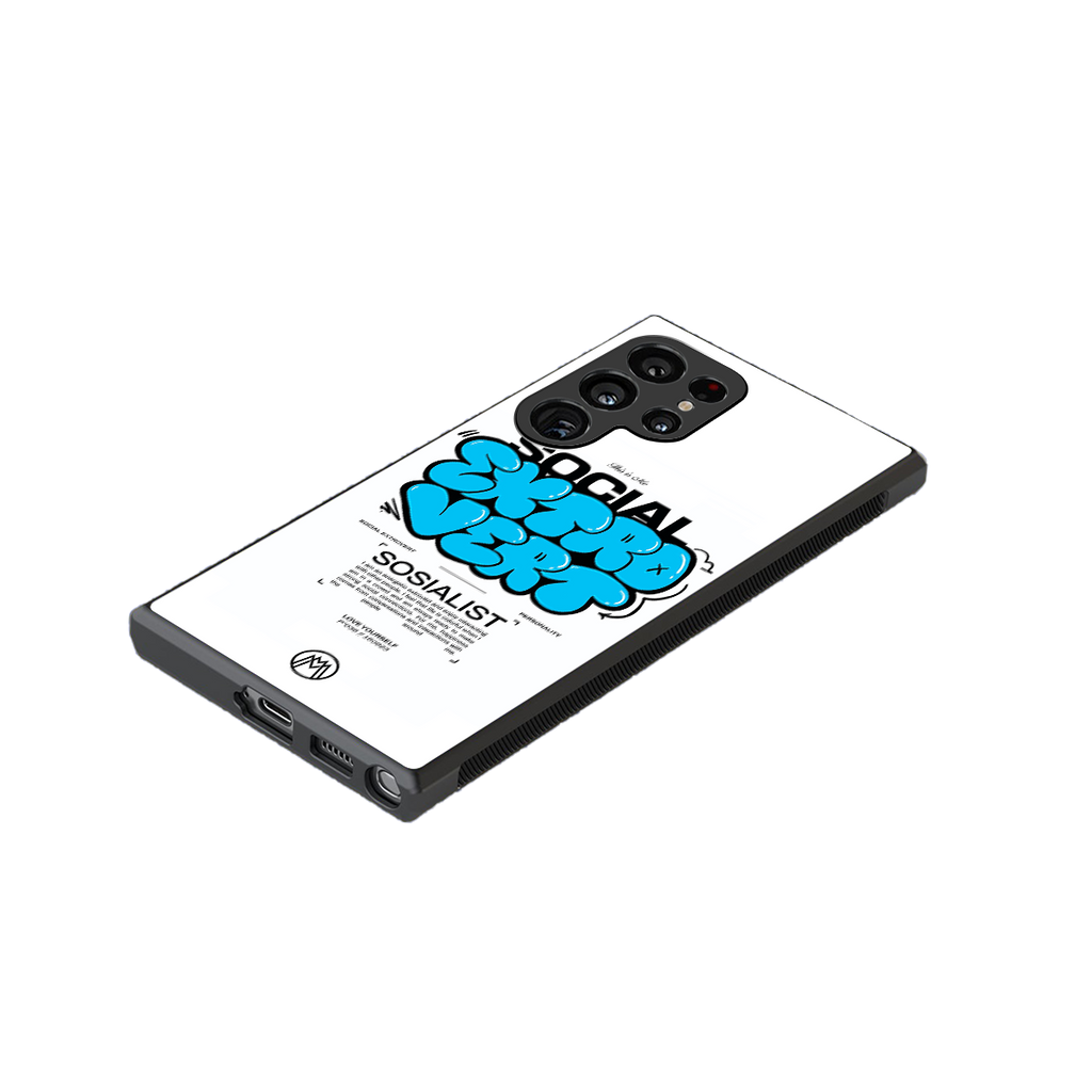social extrovert back phone cover | glass case for samsung galaxy s23 ultra