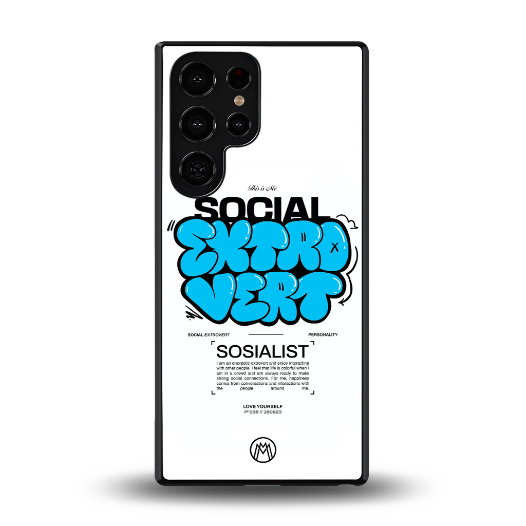 social extrovert back phone cover | glass case for samsung galaxy s25 ultra