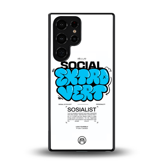social extrovert back phone cover | glass case for samsung galaxy s25 ultra