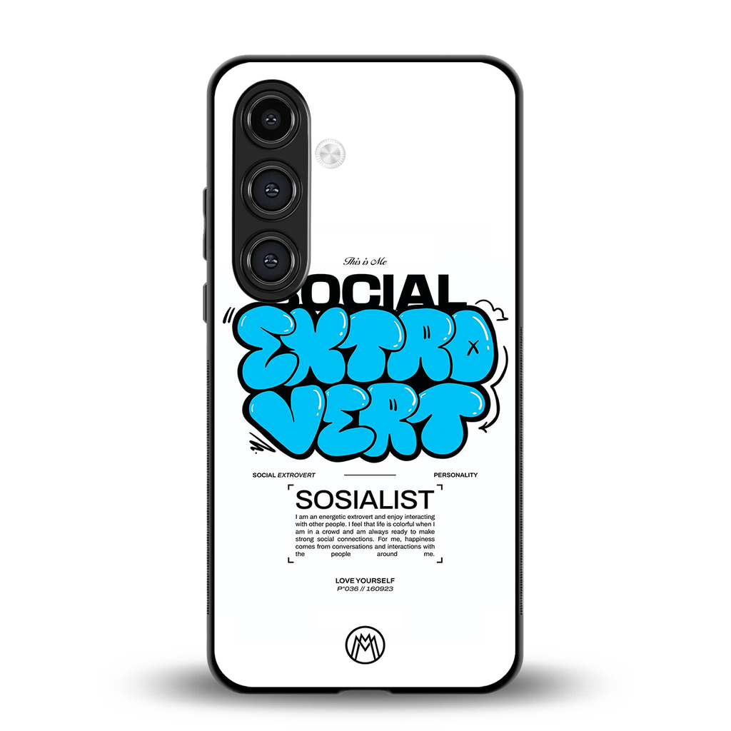 social extrovert back phone cover | glass case for samsung galaxy s24