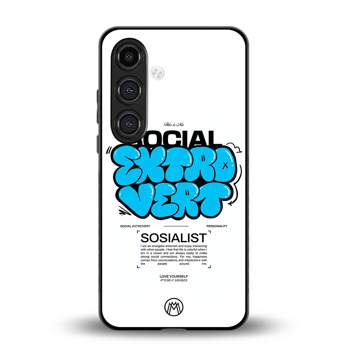 social extrovert back phone cover | glass case for samsung galaxy s24 plus