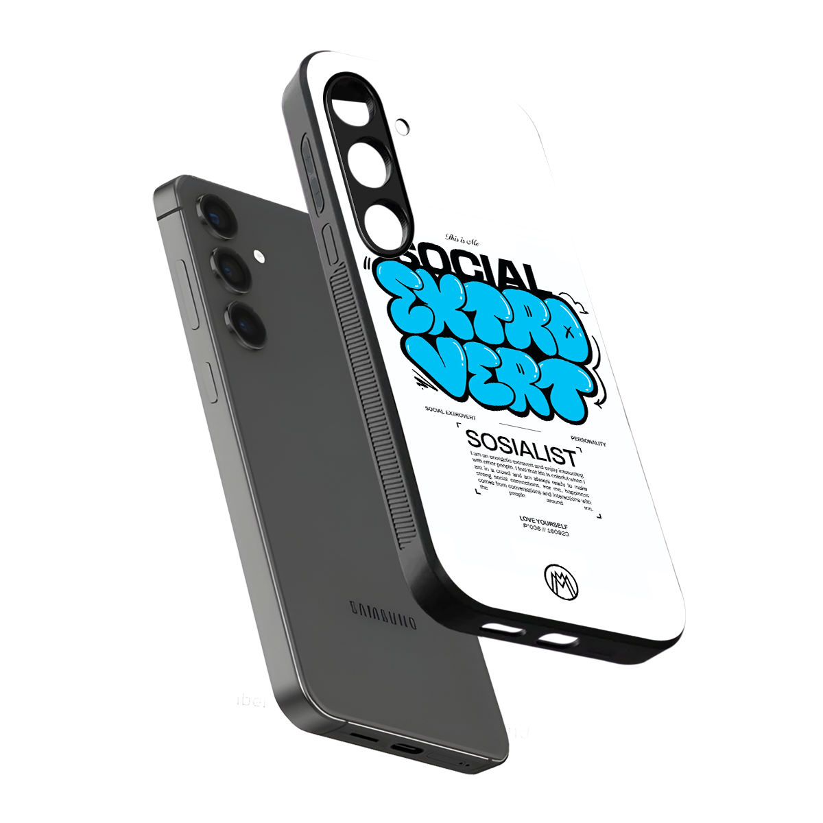 social extrovert back phone cover | glass case for samsung galaxy s24 plus