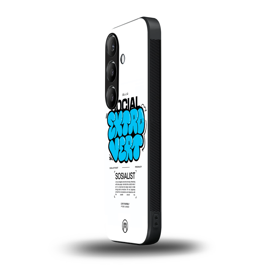 social extrovert back phone cover | glass case for samsung galaxy s25 plus