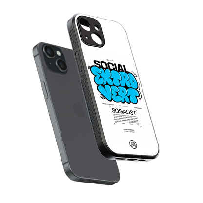 social extrovert back phone cover | glass case for iphone 15