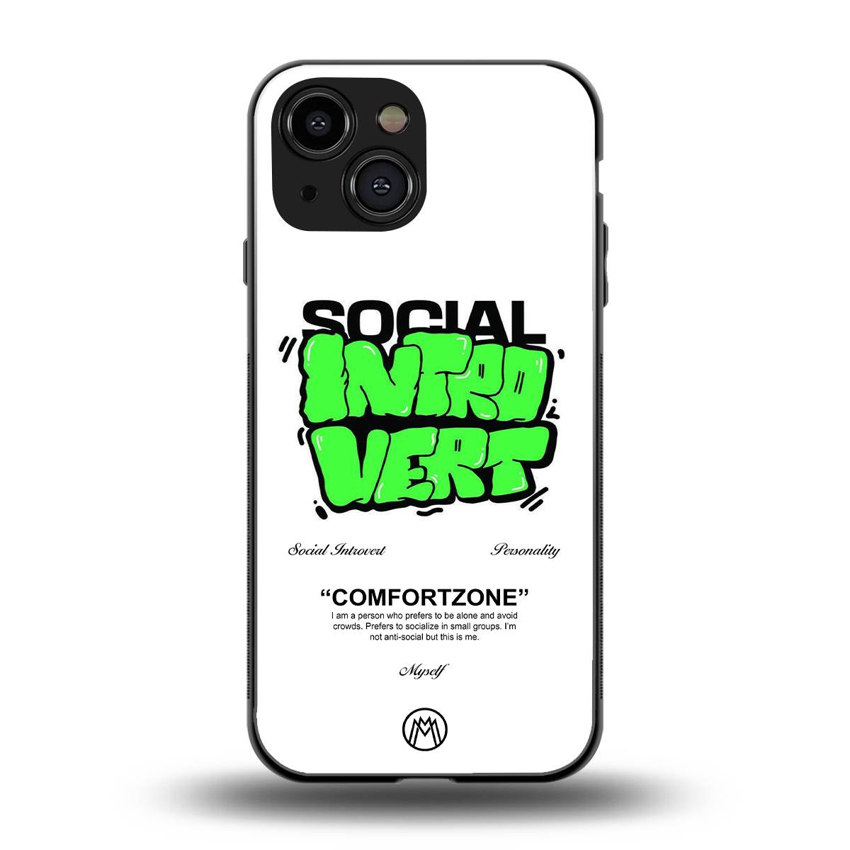 social introvert back phone cover | glass case for iphone 13 mini