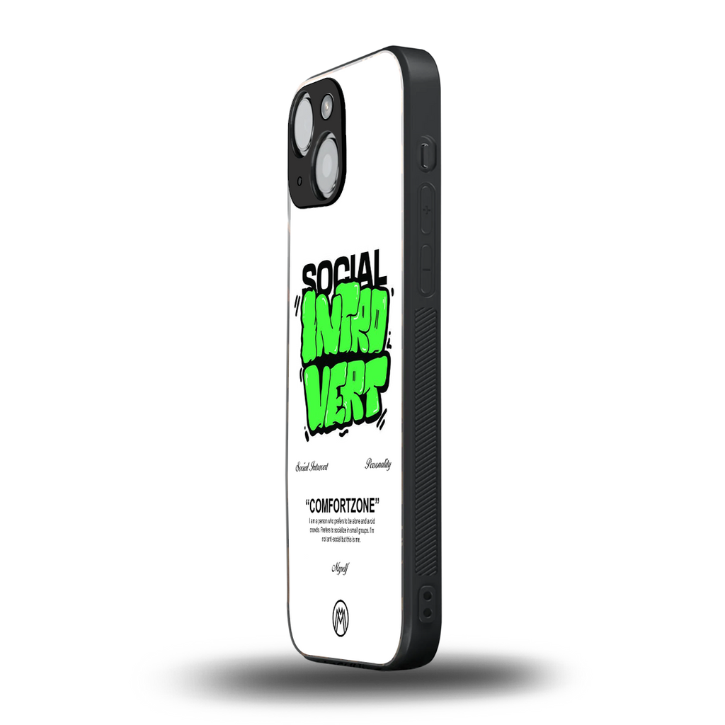 social introvert back phone cover | glass case for iphone 13 mini
