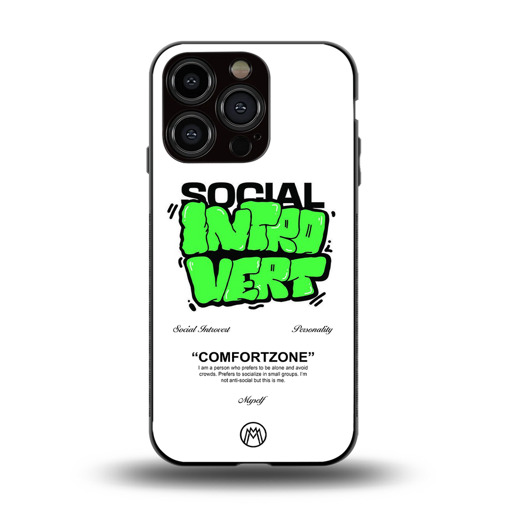 social introvert back phone cover | glass case for iphone 13 pro