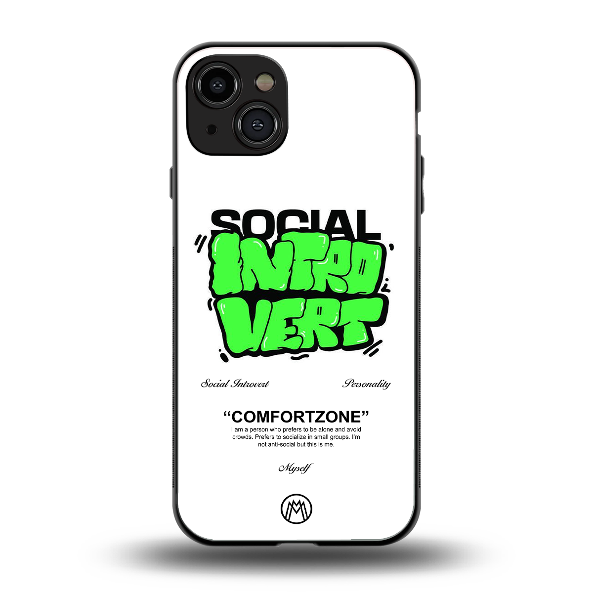 social introvert back phone cover | glass case for iphone 15