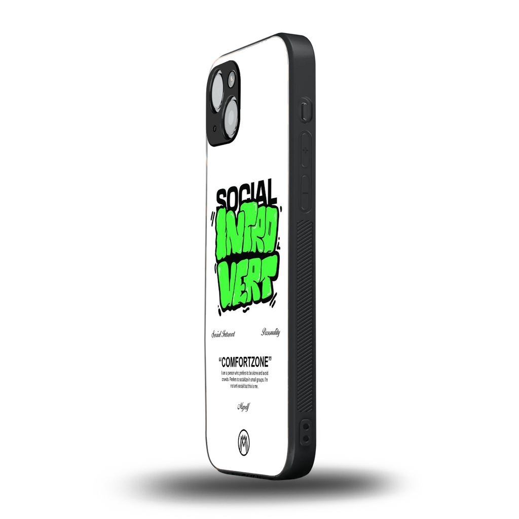 social introvert back phone cover | glass case for iphone 15