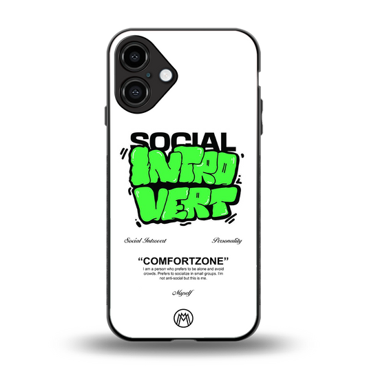 social introvert back phone cover | glass case for iphone 16 plus