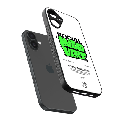 social introvert back phone cover | glass case for iphone 16 plus