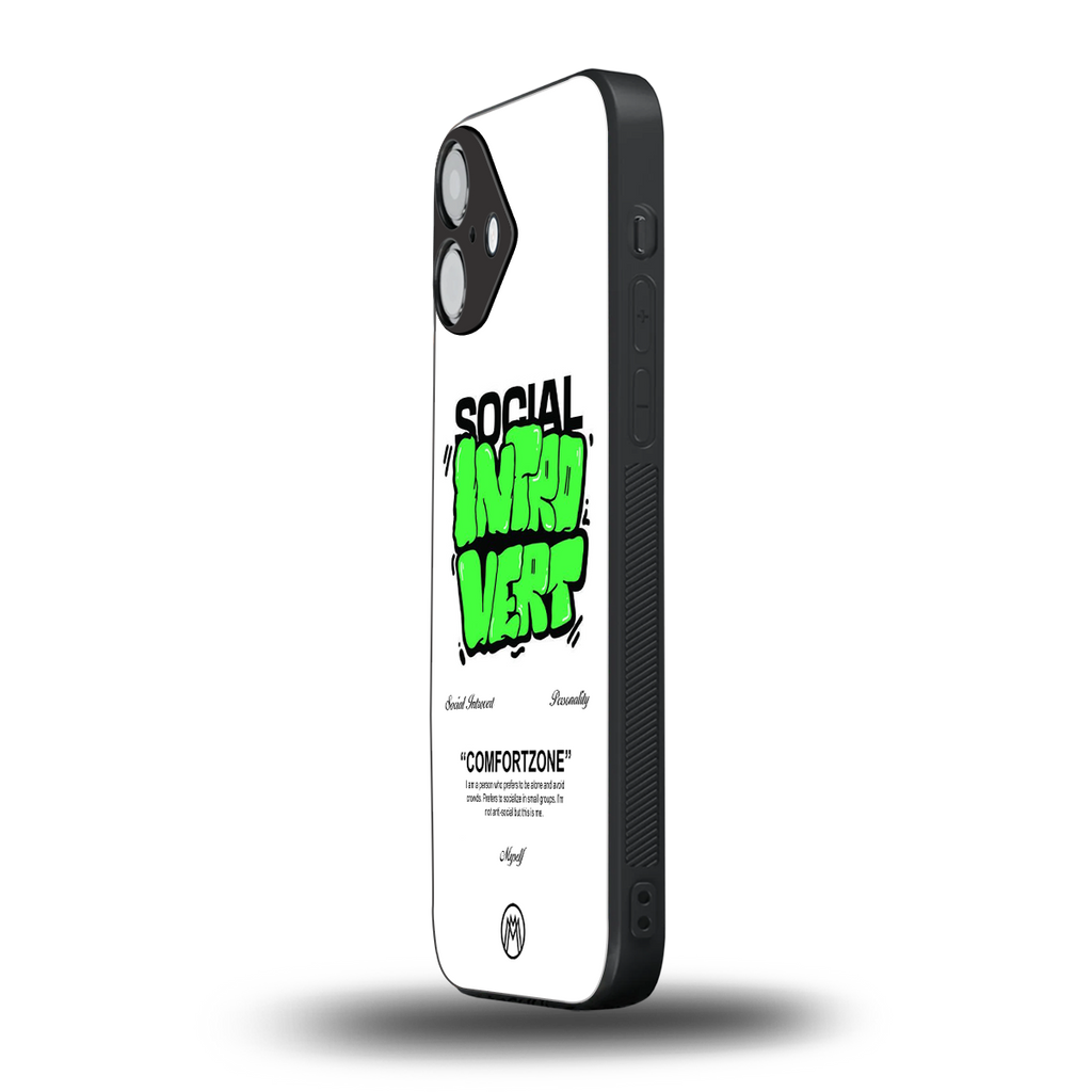 social introvert back phone cover | glass case for iphone 16 plus