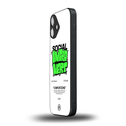 social introvert back phone cover | glass case for iphone 16 plus