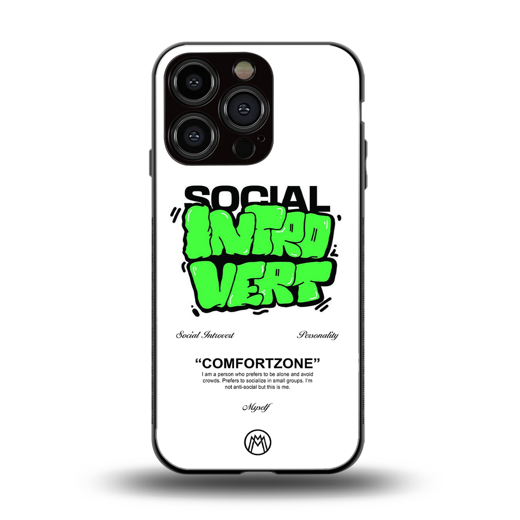 social introvert back phone cover | glass case for iphone 16 pro