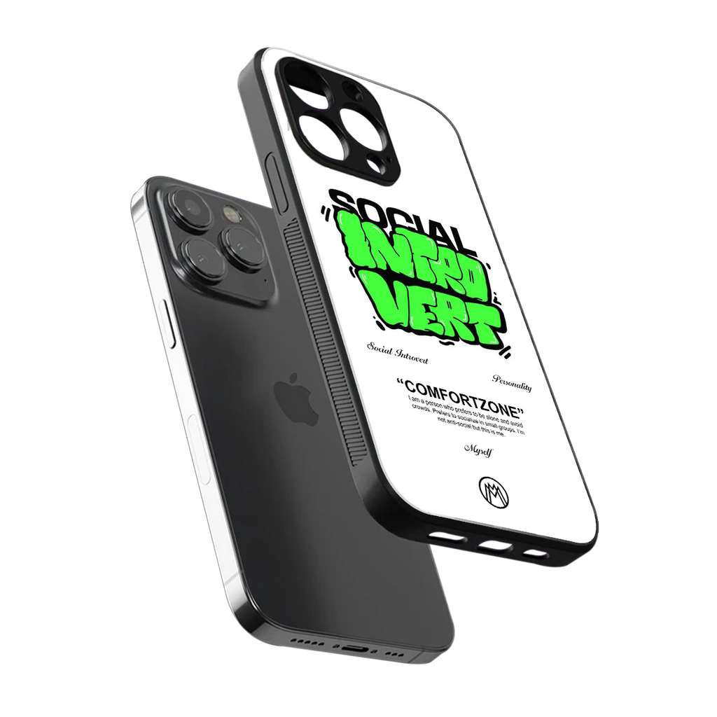 social introvert back phone cover | glass case for iphone 16 pro