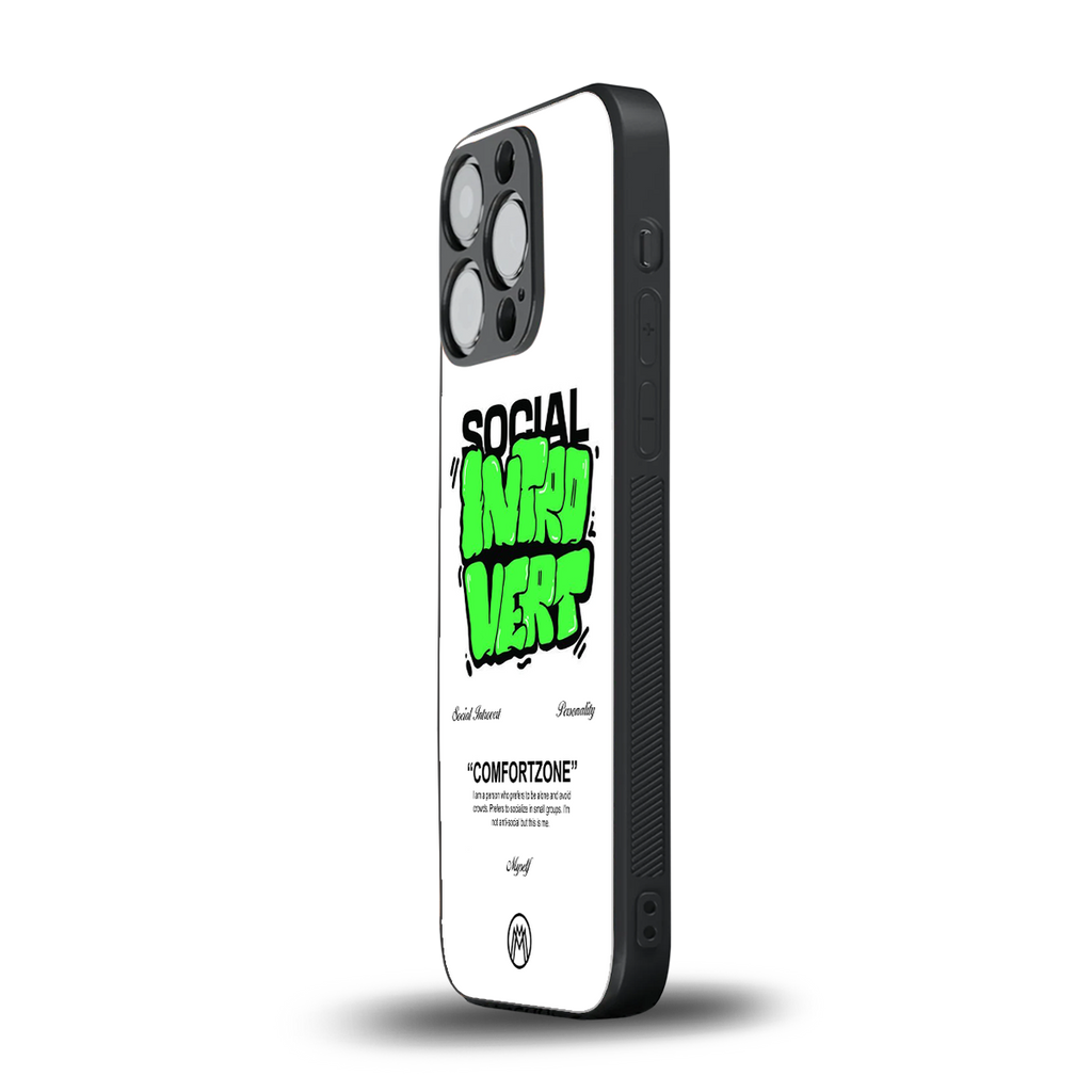 social introvert back phone cover | glass case for iphone 16 pro