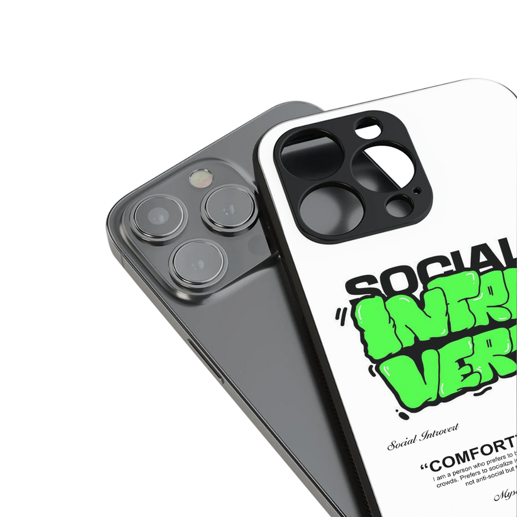social introvert back phone cover | glass case for iphone 16 pro