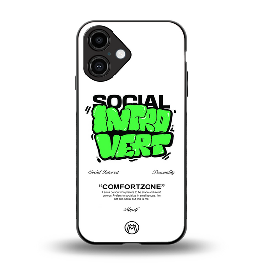 social introvert back phone cover | glass case for iphone 16