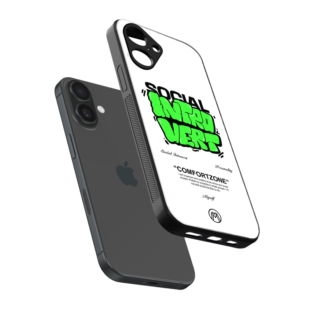 social introvert back phone cover | glass case for iphone 16