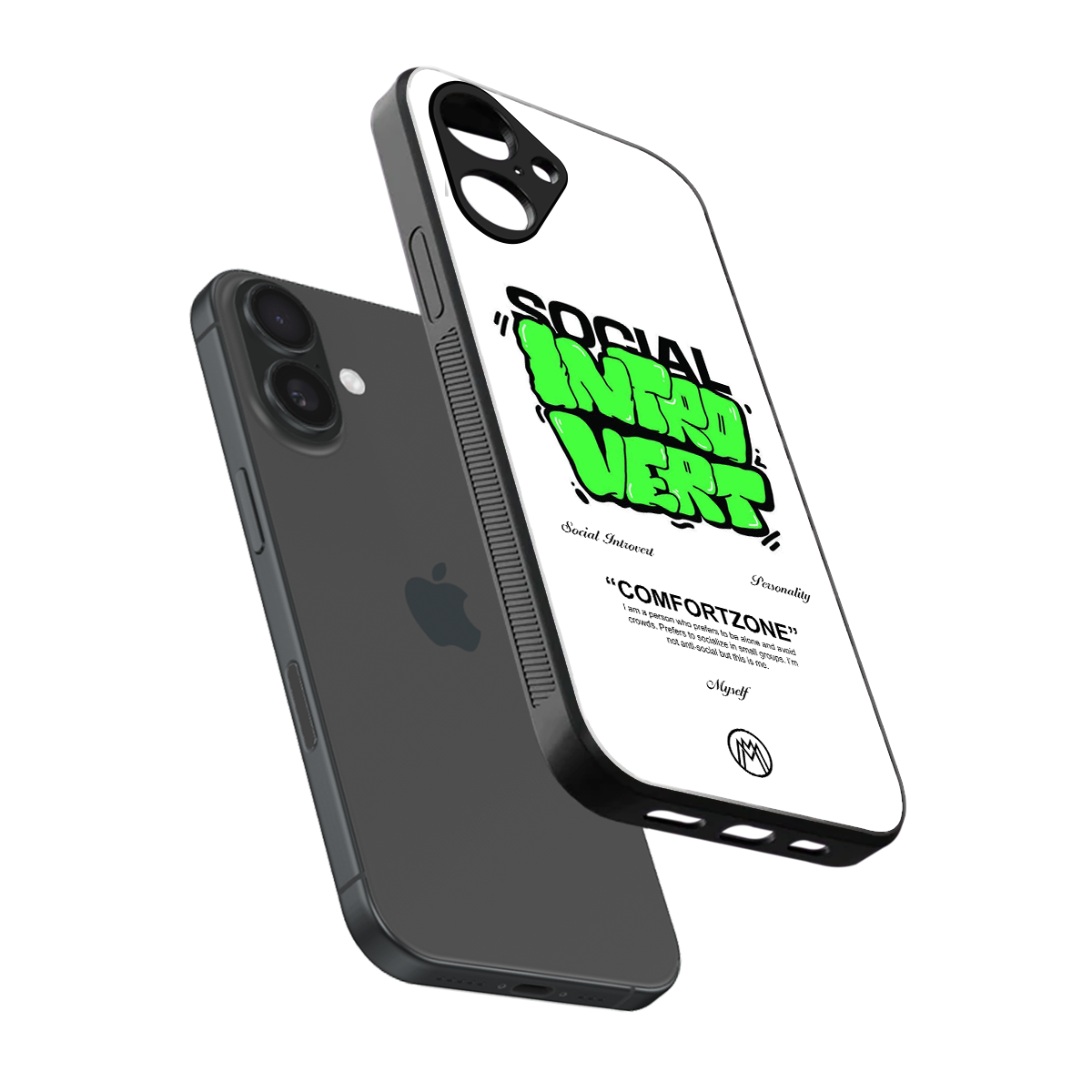 social introvert back phone cover | glass case for iphone 16