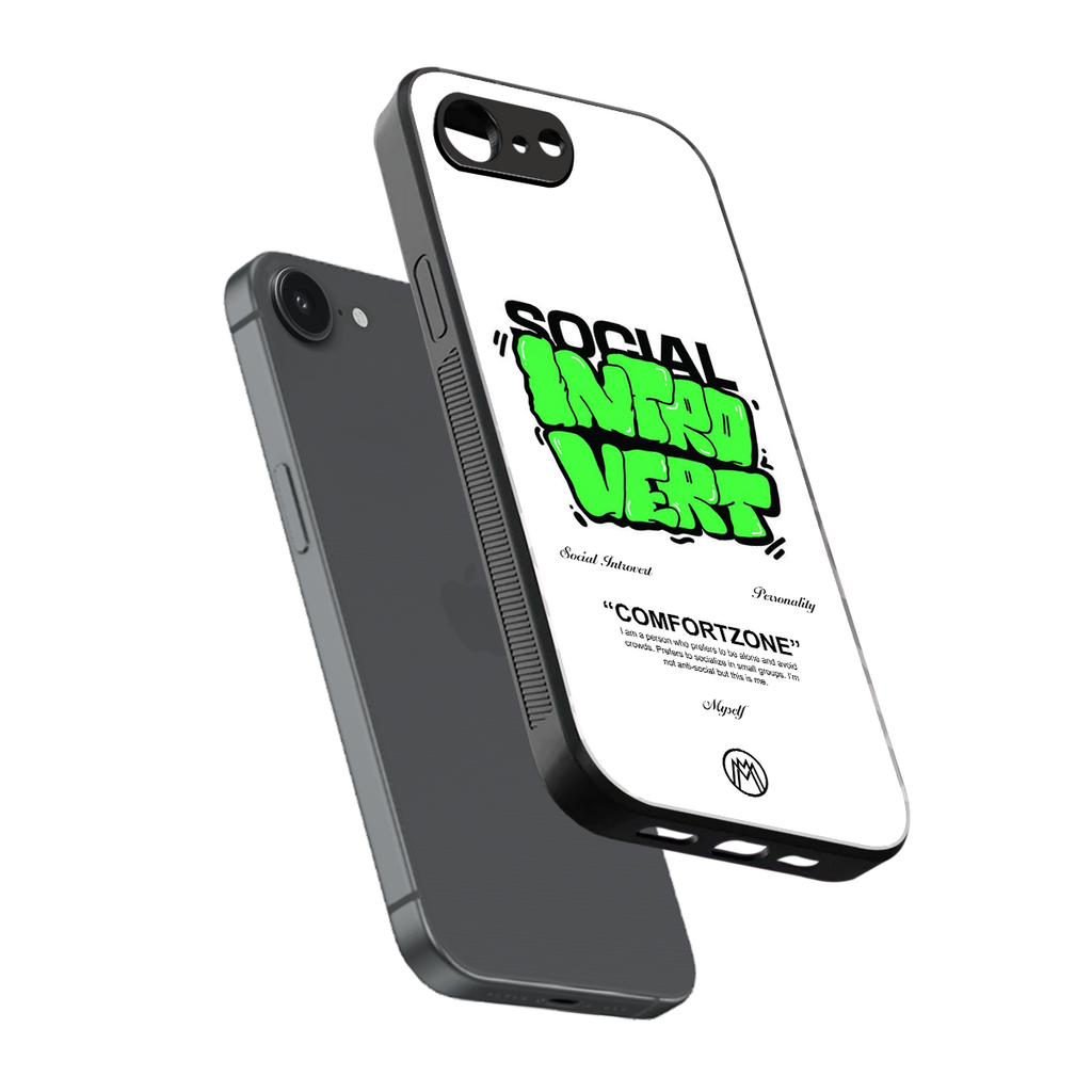 social introvert back phone cover | glass case for iphone 16e