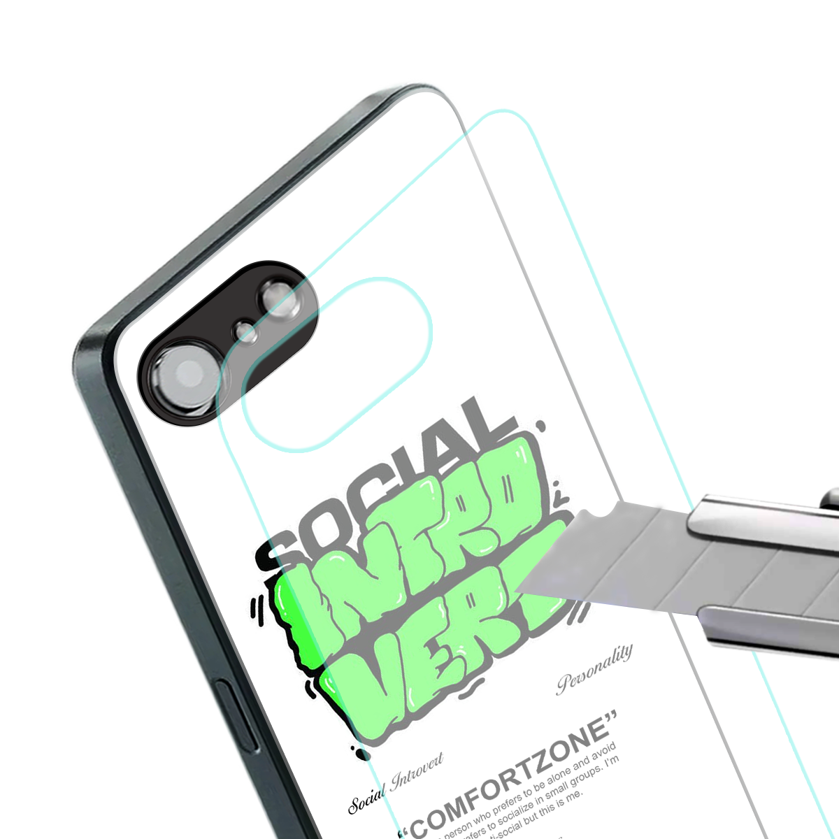 social introvert back phone cover | glass case for iphone 16e