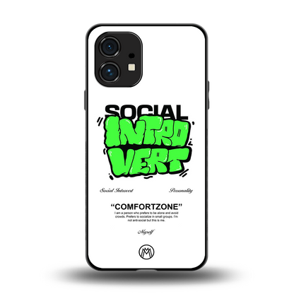 social introvert back phone cover | glass case for nothing phone 1