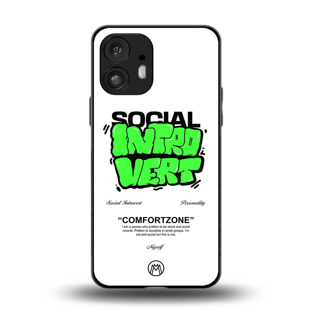 social introvert back phone cover | glass case for nothing phone 2