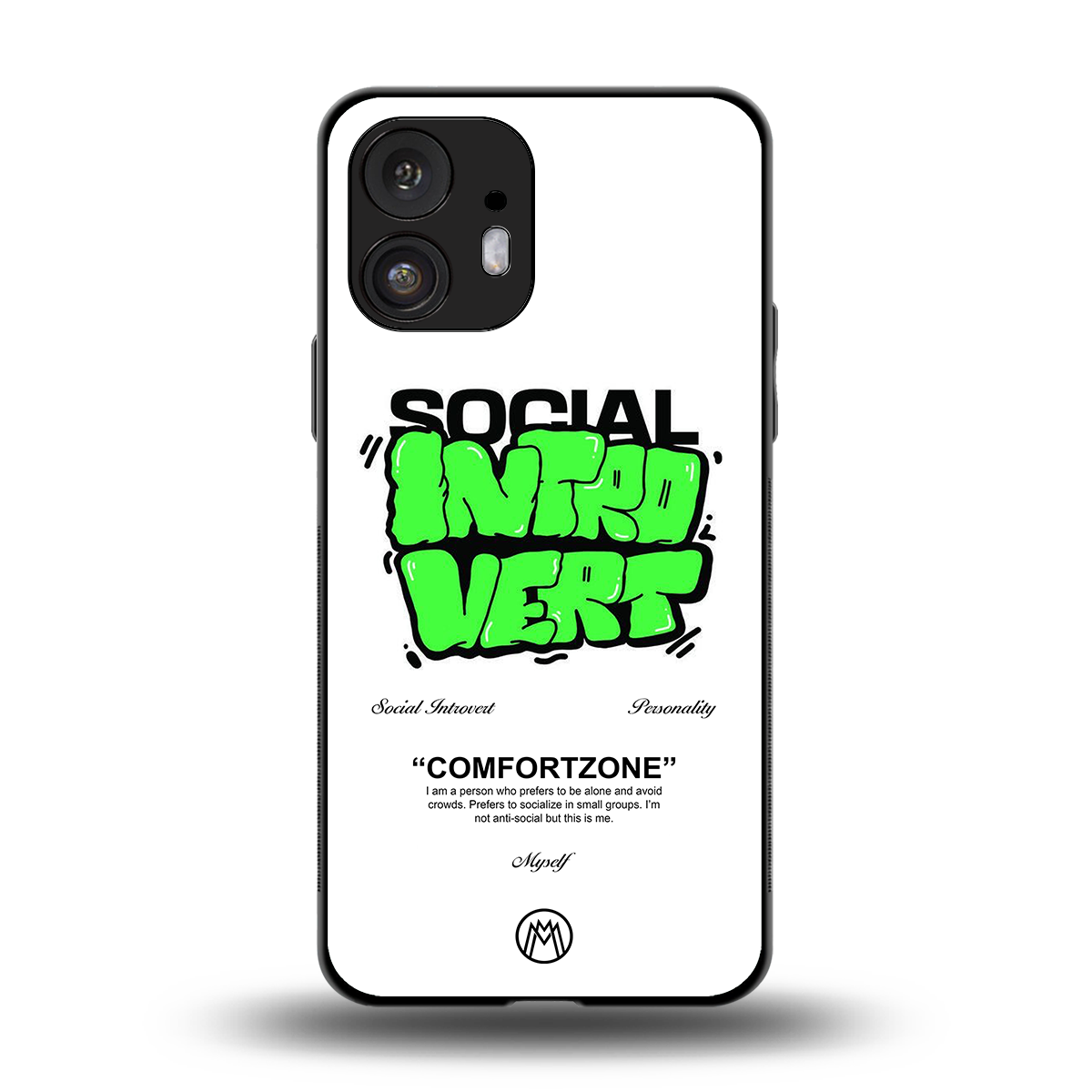 social introvert back phone cover | glass case for nothing phone 2