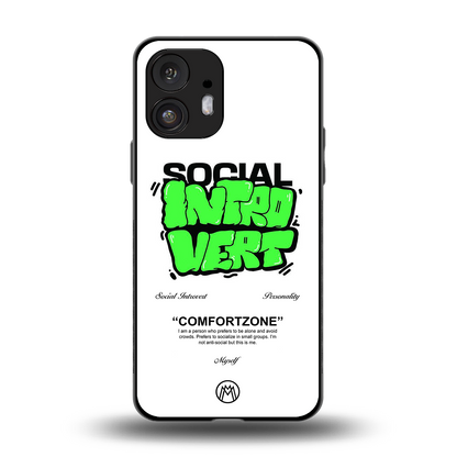 social introvert back phone cover | glass case for nothing phone 2